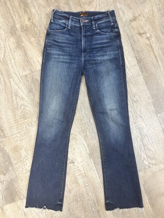 freebird Denim - MOTHER The Hustler Ankle Fray Jeans Freebird Dark Wash Stretch Flare Sz 26 $228
